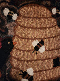 #PCDF18 Primitive Hooked BEESKEP 🐝 Hooked Wool Rug ~ Made In USA