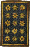 #HSD121875 Primitive "Lily Pad" Wool Hooked Rug