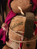 #PCDF13 Primitive "BELIEVE" Snowman ⛄️ Red Stocking Hat