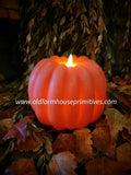 CA229  Orange Pumpkin Carved Moving Flame Candle - 6x5 Top Seller