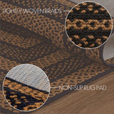 #69429  Black & Tan Jute Braided Rectangle Rug With Non-Slip Pad 27x48In