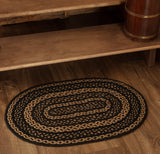 #69428  Black & Tan Jute Rug Oval 20x30In