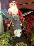 #DK-S25 HOLLY SCHMIDT "Clay Face Santa Riding A Donkey" ONE OF A KIND