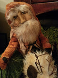 #RD-PT HOLLY SCHMIDT "Clay Face Santa Riding Reindeer Pull Toy" ONE OF A KIND