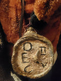 #FZ25 HOLLY SCHMIDT "Fuzzy Ember Coat Santa With Stocking, Snowman Ornament & Time Piece" ONE OF A KIND