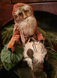 #RD-PT HOLLY SCHMIDT "Clay Face Santa Riding Reindeer Pull Toy" ONE OF A KIND