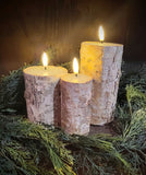 #4BR-GER  "Real Bark" 4In Tall Flameless Pillar Candle